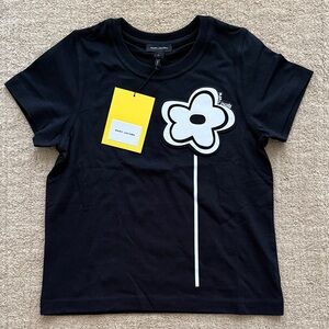 Marc Jacobs Daisy Print Slim T-Shirt in Black, Size XS